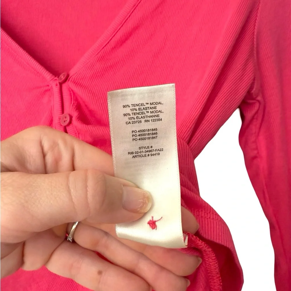 Aritzia Sunday Best Pink Ribbed Cardigan Top Size Large L